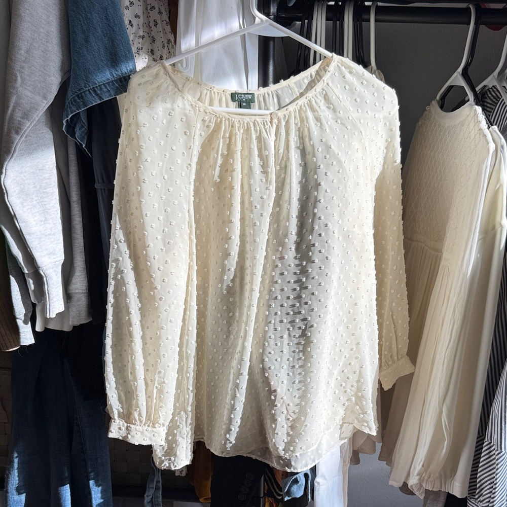 J. Crew Cream Textured Blouse